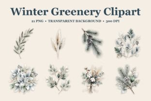 Greenery Graphics Free Winter Greenery Watercolor Clipart Graphic by Elena Kuznetsova ...