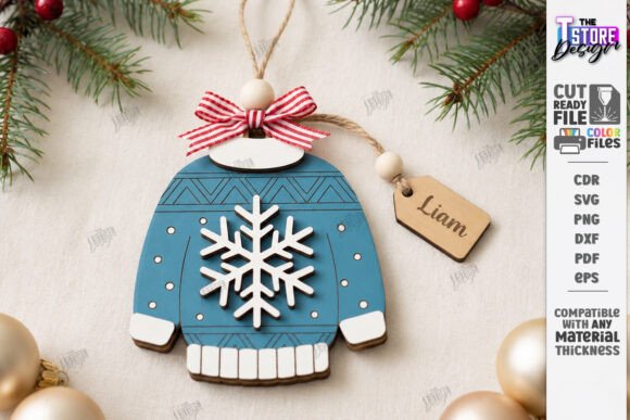 Wooden Sweater Christmas Ornament Laser (Design 2) laser cut file