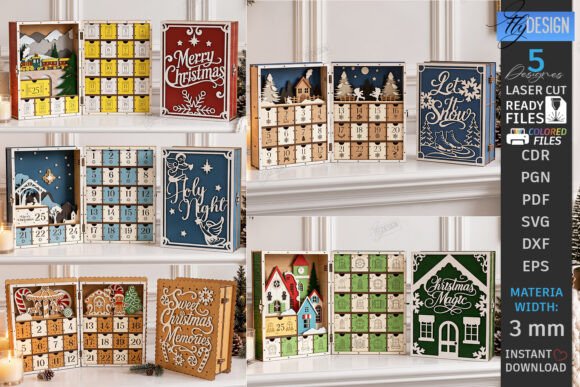 Christmas Advent Calendar Laser Bundle (Design 2) laser cut file