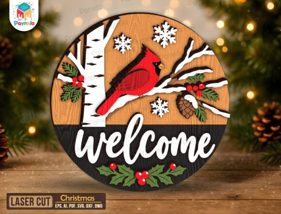 Christmas Door Hanger Laser Cut File SVG laser cut file