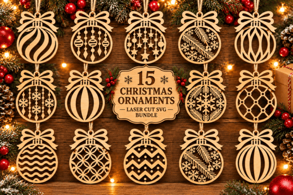 Christmas Ornaments Laser Cut SVG Bundle (Design 4) laser cut file