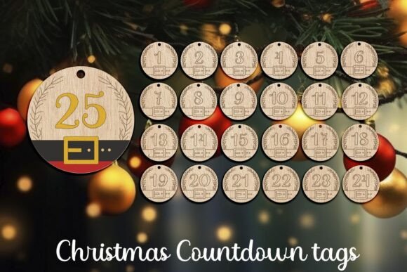 Christmas Laser Cut, Countdown Gift Tags laser cut file
