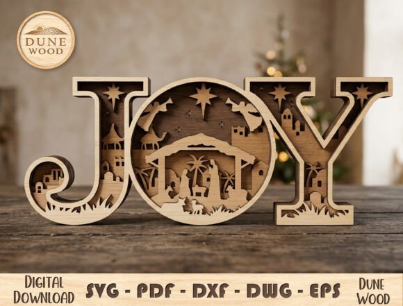 Nativity JOY Christmas SVG Bundle laser cut file