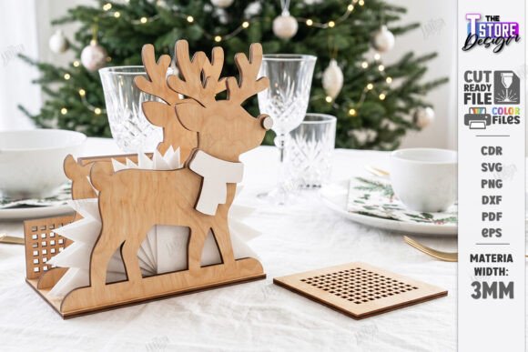 Wooden Christmas Napkin Holder Laser Cut laser cut file