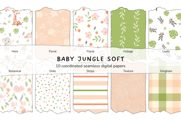 Baby Jungle Soft Watercolor Patterns