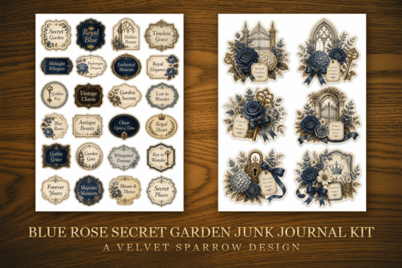 Blue Rose Secret Garden Junk Journal Kit