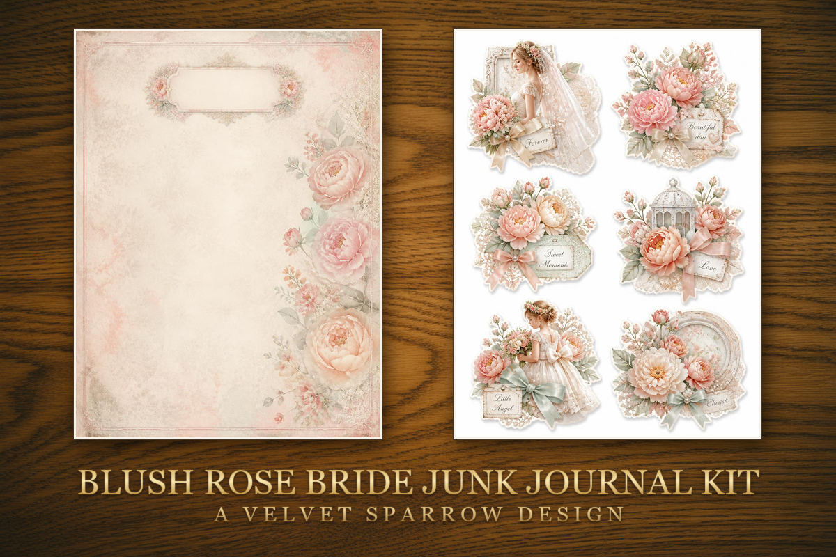 Blush Rose Bride Junk Journal Kit