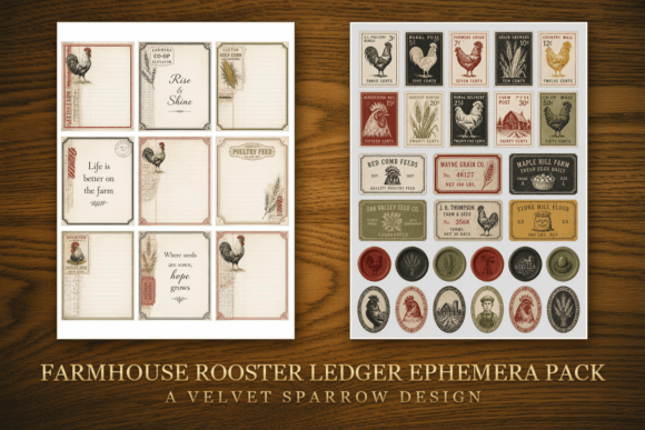 Farmhouse Rooster Ledger Ephemera Pack